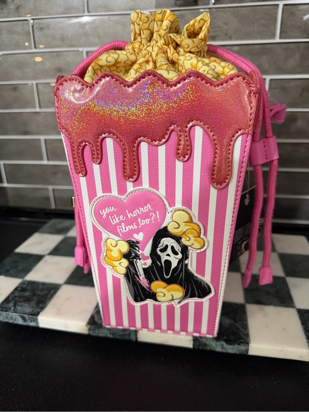 Ghost face Pink Popcorn-Themed Party Accessory purse